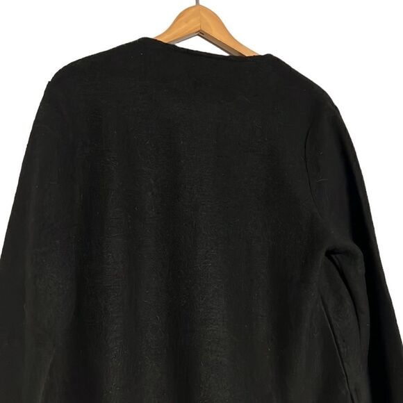 Tahari Sweater Overcoat Woman’s Size Large Black Gray Color Block Wool Blend - Picture 7 of 10